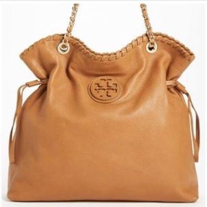Tory Burch Marion Tote Bark/Camel Leather Handbag